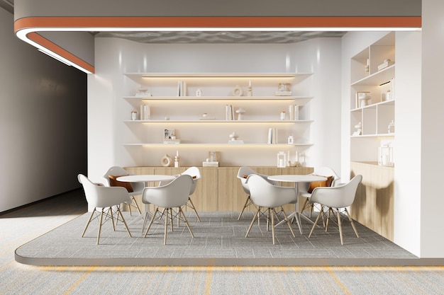 Working Area in Modern Interior Open Office Workspace 3d Rendering