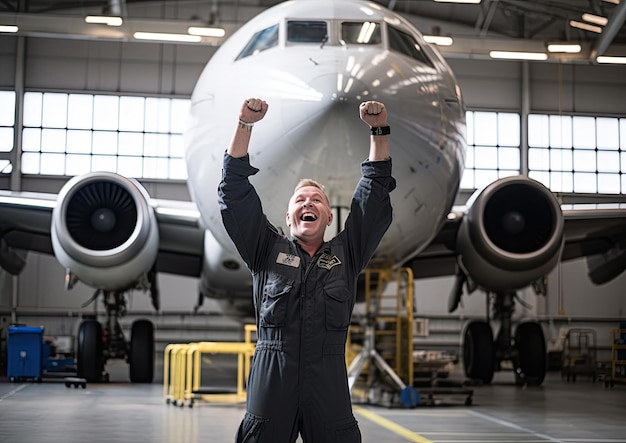 Photo working as an aircraft mechanic