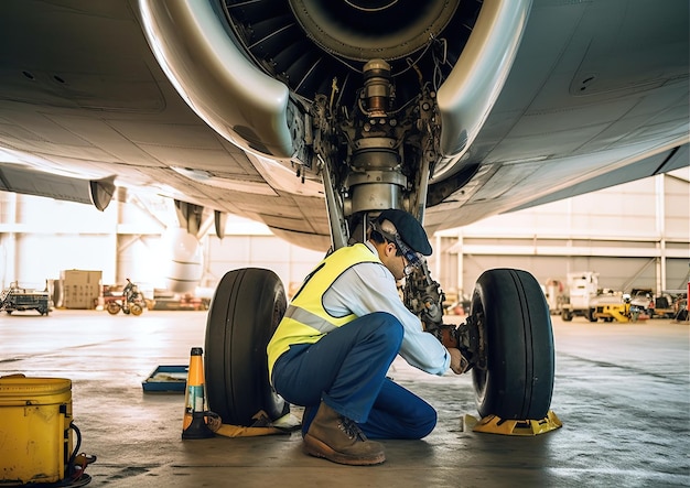 Photo working as an aircraft mechanic