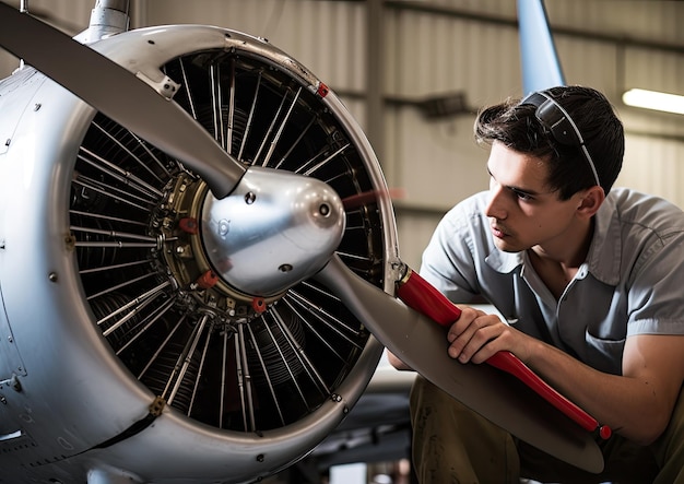 Photo working as an aircraft mechanic