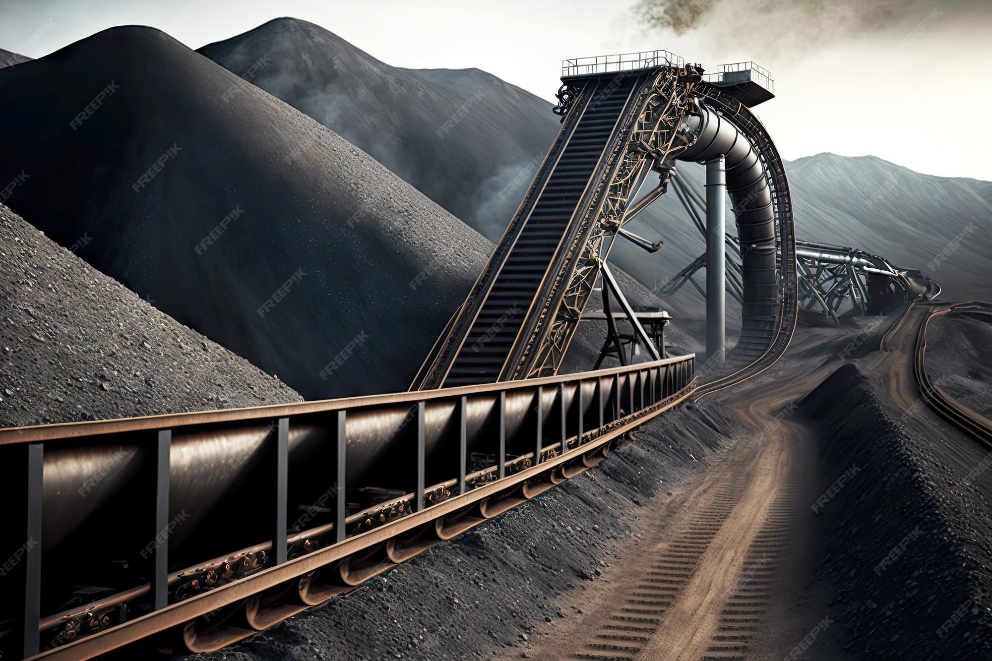 Premium Photo Working belt conveyor at coal and mining industry area