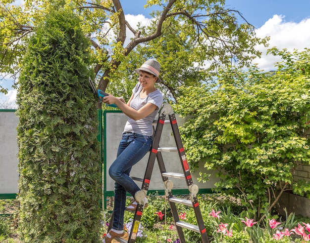 Working in garden