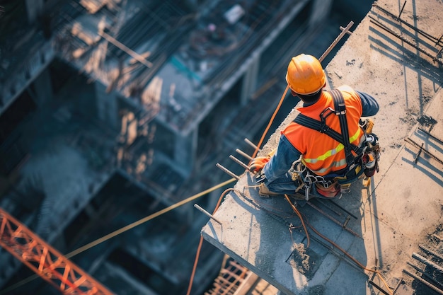 Working at height with safety harness