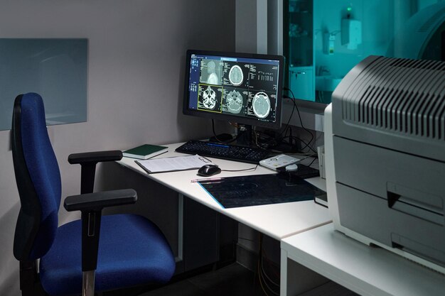 Working in Office With HighTech Equipment and Monitors