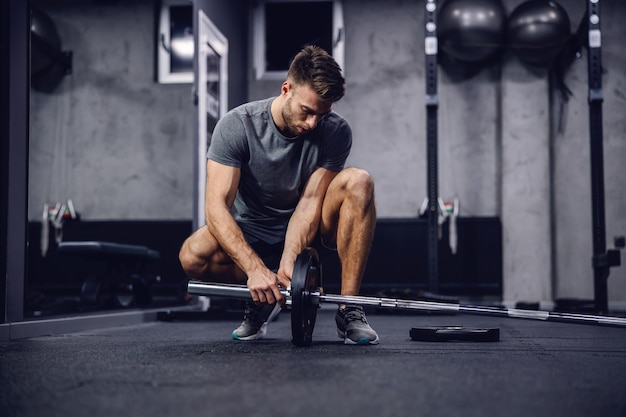 Working out in the gym with no other people individual training