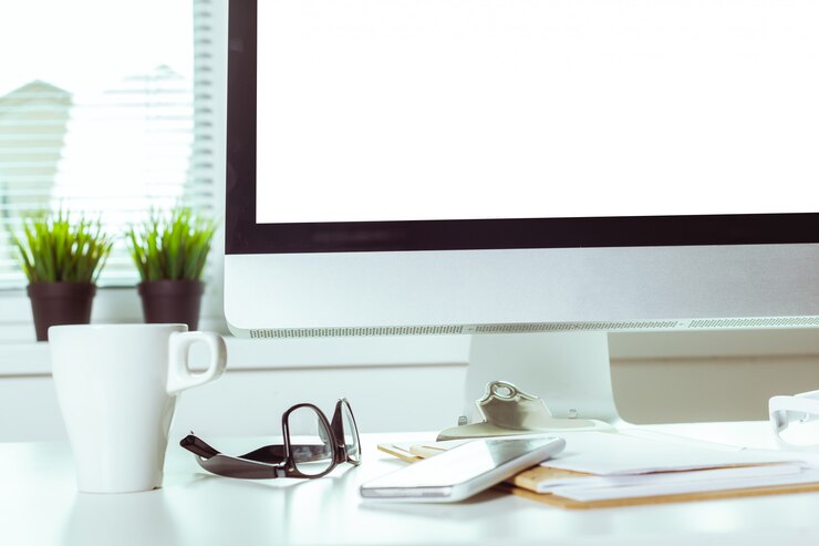 Photo working table with computer