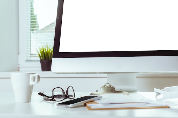 Working table with computer