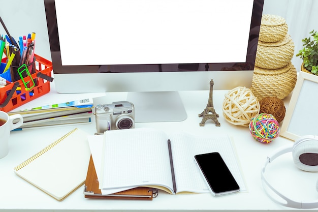 Working table with computer