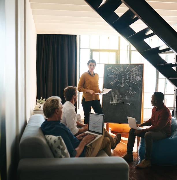 Working through their grand plan Shot of a businesswoman giving a presentation to her colleagues in an office