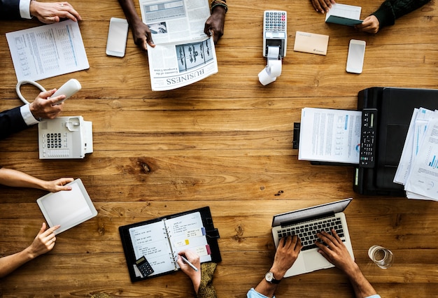 Working together at a table