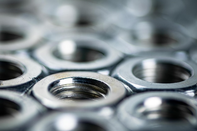 Working tool Metal nuts on the table