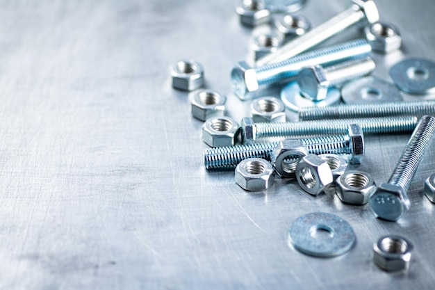 Working tool Nuts and bolts on the table