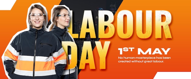 Photo working woman  banner  labour day collage