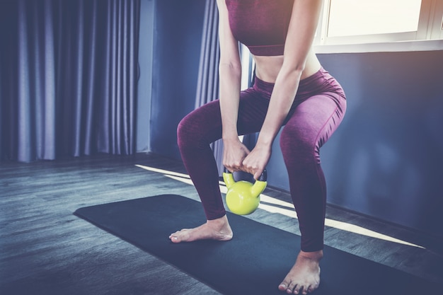 Workout concept; young people practicing workout in class 