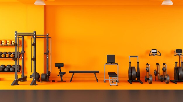 Workout gym fitness equipments background with copy space for text