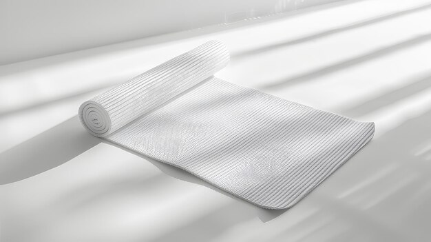 Photo workout yoga mat on white