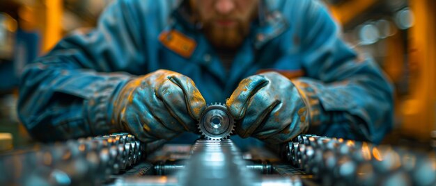 Photo workpiece being held by a man in a factory