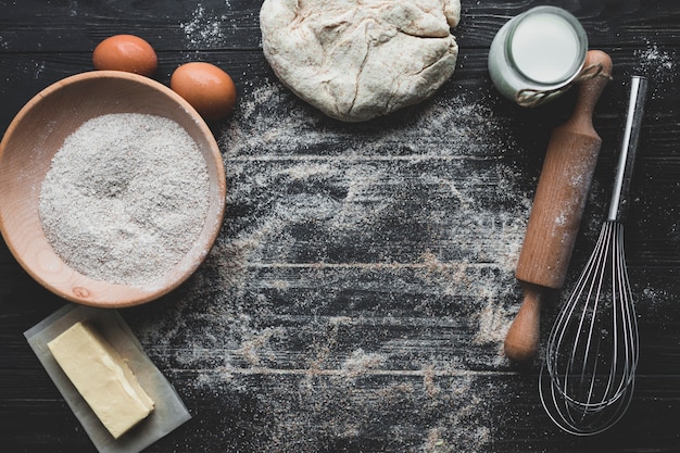 Photo workplace of aking bread