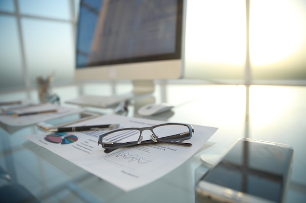 Workplace business man in a modern office. business concep