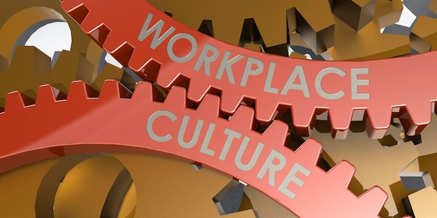 Workplace culture word on gears