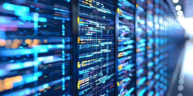 workplace digital screens show realtime cloud computing data for devops environment concept realtime cloud computing data devops environment workplace technology digital screens data monitoring
