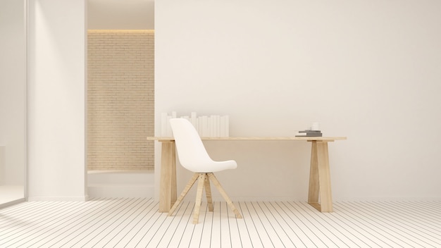 Workplace white tone in condominium or small office