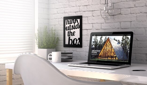 workplace with laptop