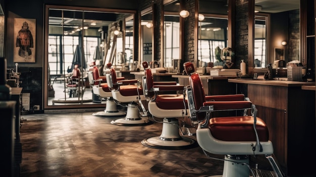 workplaces for barbers armchairs and mirrors