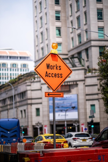 Works access to the road repairs and alterations road sign