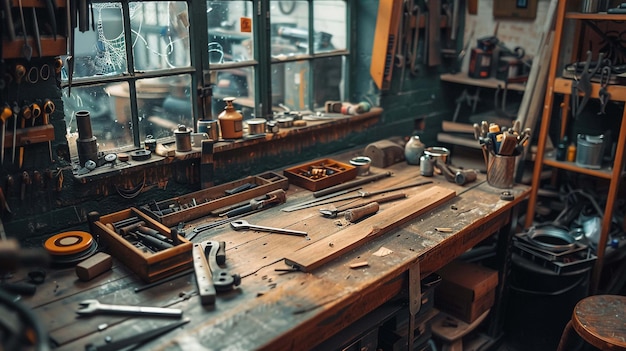 Workshop scene Old amp new tools in workshop