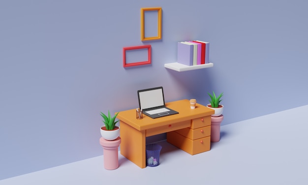 Photo workspace 3d rendering