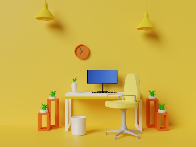 Workspace background design 3d illustration