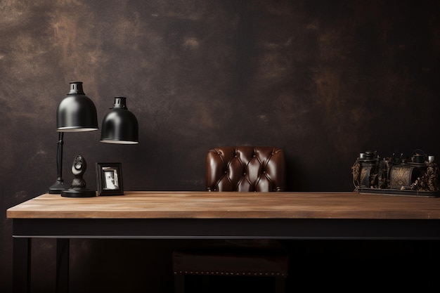 Workspace on black leather top table of a creative designer or grapher and copy space