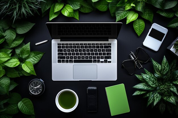 Workspace from top view for business