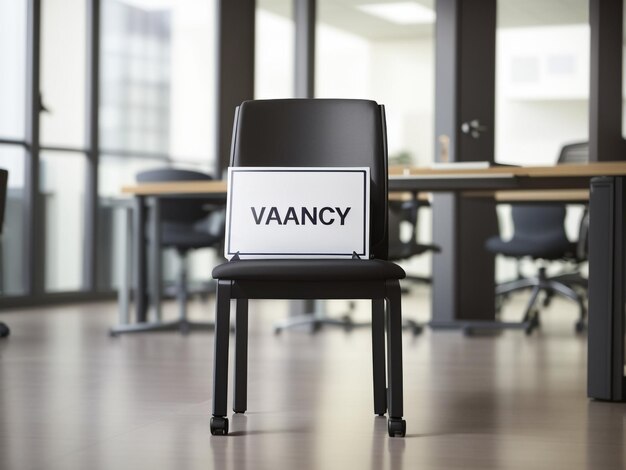 Photo workspace serenity office with vacancy sign and empty seat concept