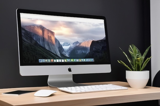 Workspace with mockup blank screen laptop computer