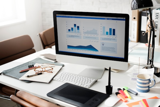 Workspace Working Desk Accounting Analysis Concept