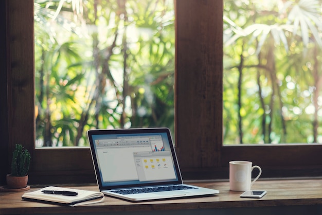 A workstation by the window