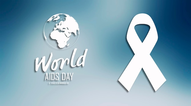 世界エイズデー青の背景にエイズとの戦いのシンボル
