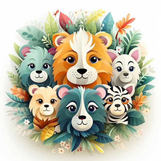 World Animal Day Artistic Exploration Charming illustrations of bears monkeys tigers lions giraf