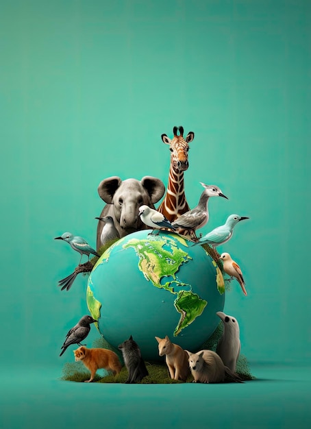 Foto concetto della giornata mondiale degli animali con copyspace