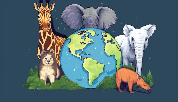 World animal day tshirt design vector