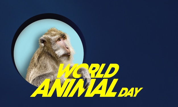 World animal day with cute monkey