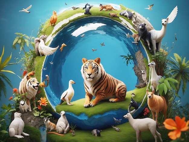 World Animal Day with graphic animals