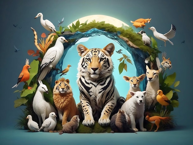 World Animal Day with graphic animals