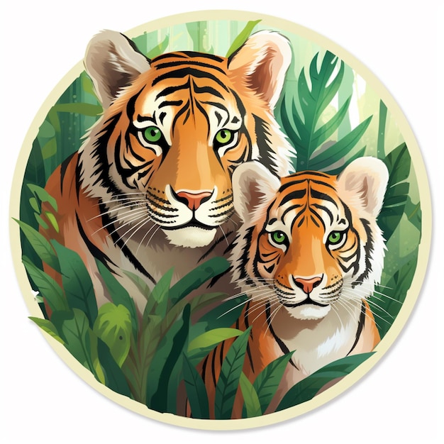 World animal happy day sticker tigers stock photos Ai generated art