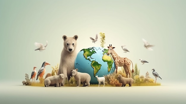 World animal welfare day graphic element design