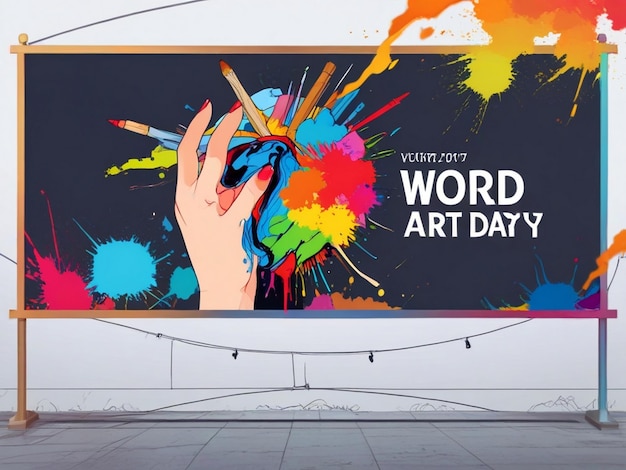 Photo world art day banner