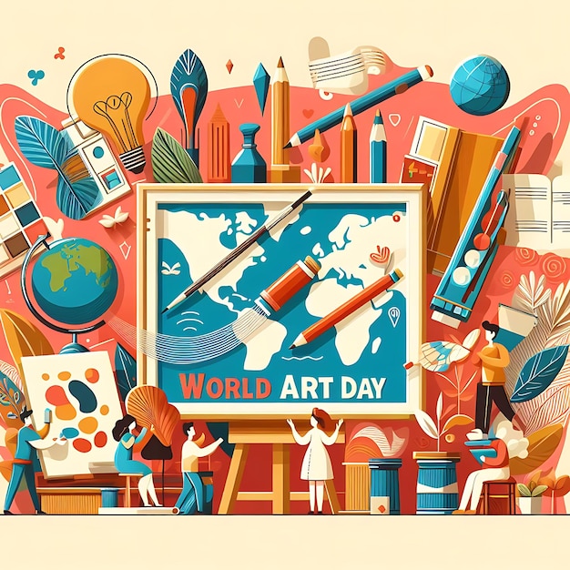 Фото Иллюстрация дизайна плаката или баннера всемирного дня искусств