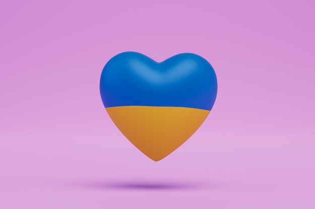 Photo world attention to ukraine. beautiful blue-yellow heart in the colors of the flag of ukraine